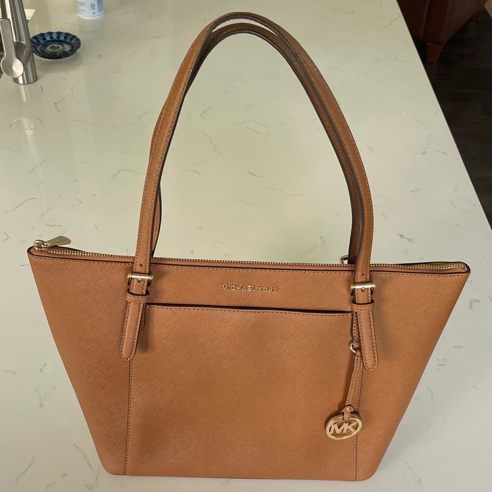 Michael Kors Pumpkin color Saffiano Leather Tote with Gold Hardware